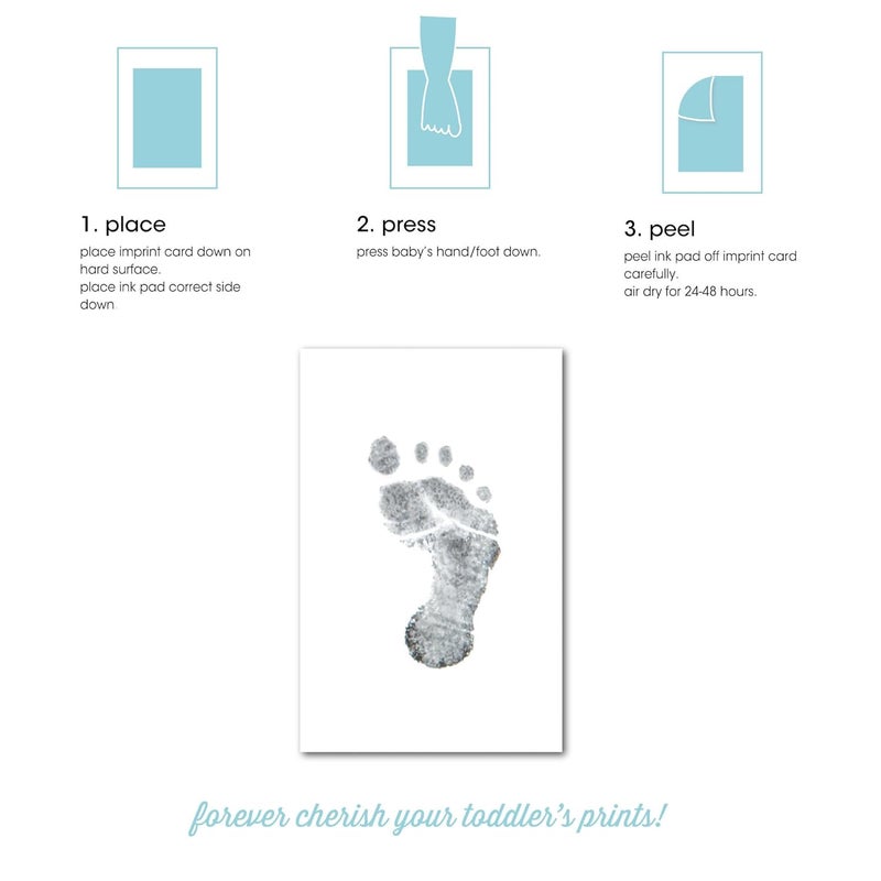 Pear Head M/L Clean-Touch Baby Ink Pad, No Mess Inkless Baby Safe Ink, DIY Handprint and Footprint Keepsake, Black, Medium/Large (Pack of 2) - Image 3